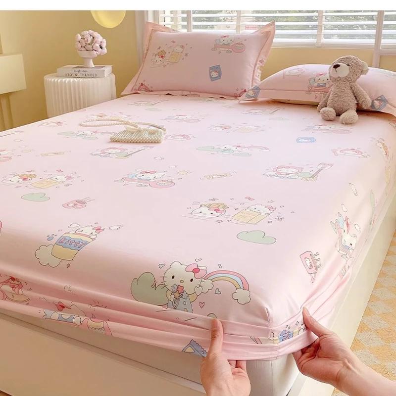Single Double Queen King Cotton Printing Fitted Bed Sheets for Home Bed Dustproof Protective Case Bed Mattress Cover