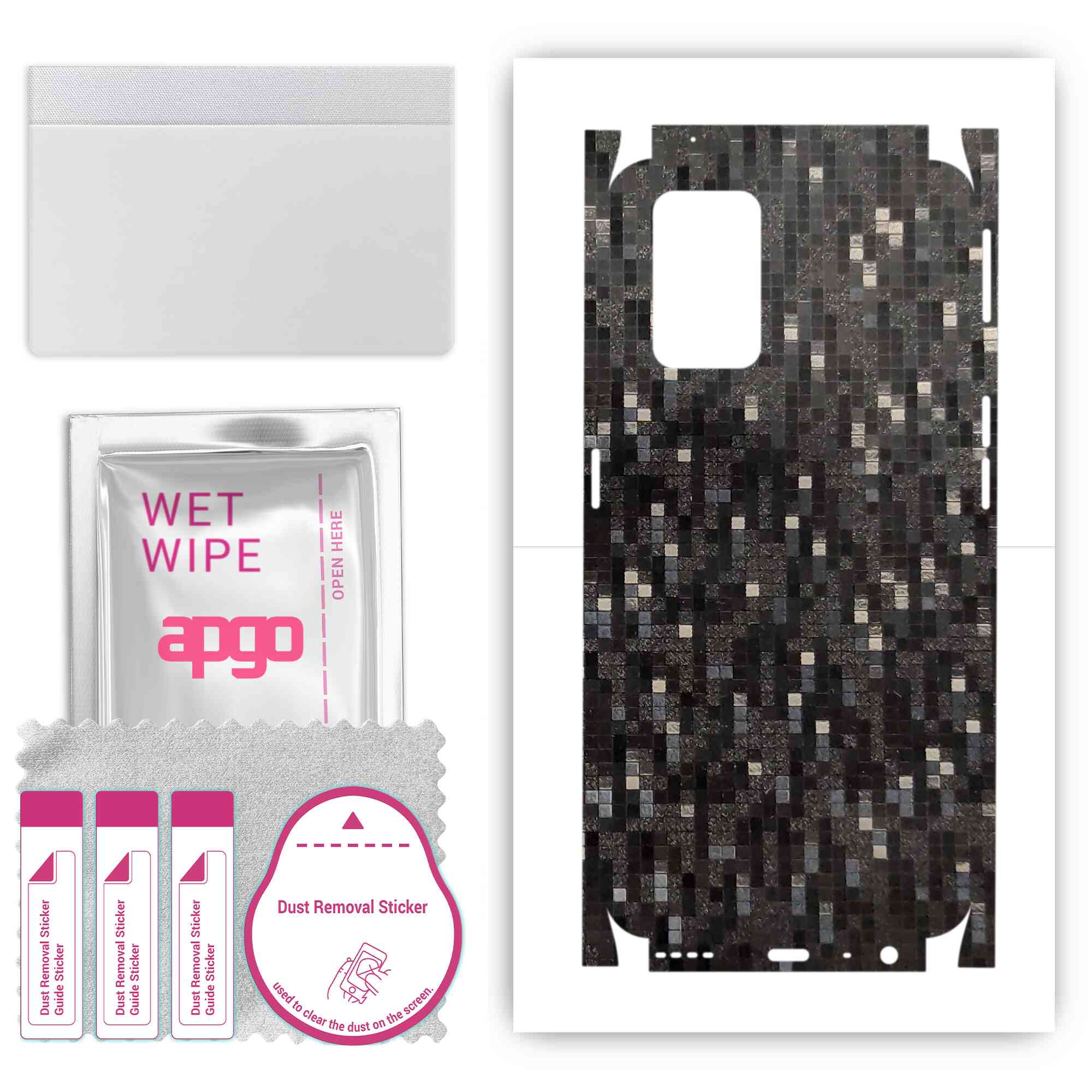 

apgo Protective Skin Sticker for the back+sides compatible with Realme X7 Max, Full Wrap Film, Foil, Vinyl - Pattern Carbon Black Pixel