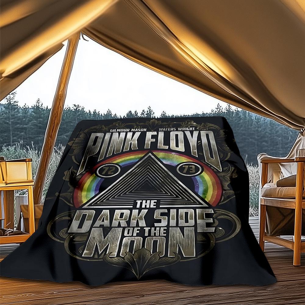 1pc Pink Floyd Outdoor Flannel Blanket, Lightweight Warm Cozy for Travel Camping Office Soft Polyester Fabric