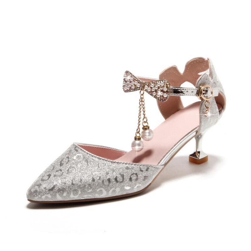 New girls sandals middle-aged and older children's princess shoes buckle bow sandals bag head fashion children's sandals women