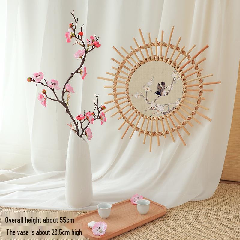 Artificial Plum & Peach Blossom Bonsai: Dried Flower Arrangement for Indoor Decoration