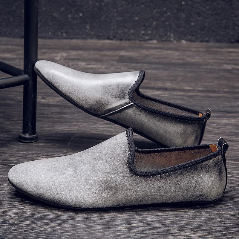 Fashion Genuine Leather Mens Casual Shoes Fashion Man Loafers Handmade Moccasins Outdoor Slip on Men Flats Elegantes Male Driving Shoes