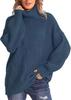 2026 Autumn/Winter Women's Loose High Neck Cable Knit Sweater Pullover
