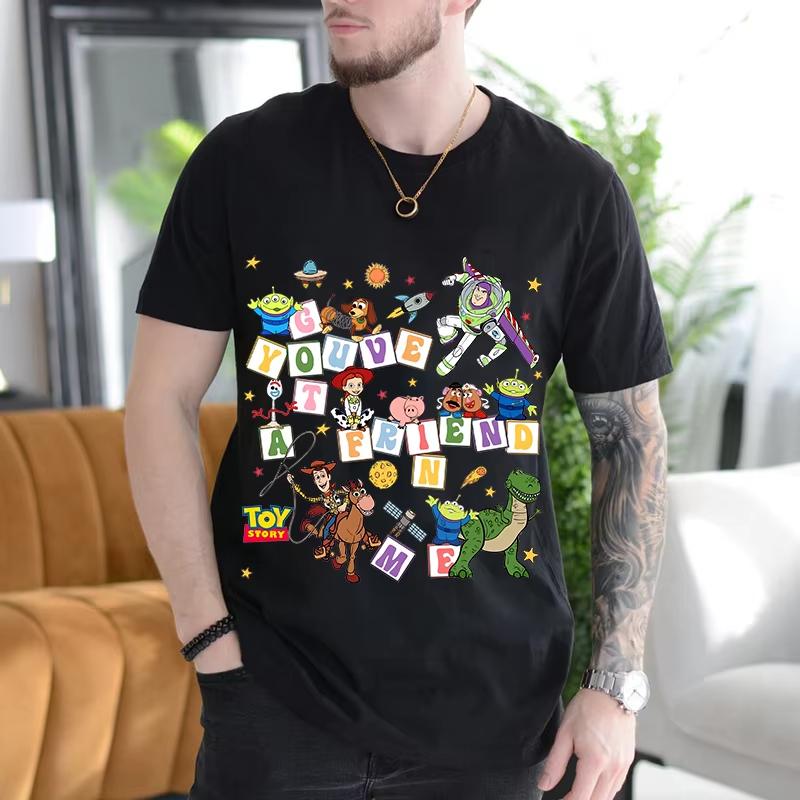 MINISO Summer New Disney Toy Story Printed Men's T-Shirt Cotton Short Sleeve O-neck Tees Casual Fashion Oversized Unisex Tops