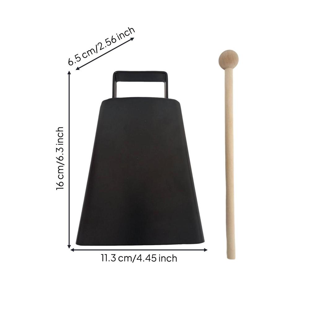 Cowbell with Mallet Rectangular Handle Hand Tapered Percussion Instrument