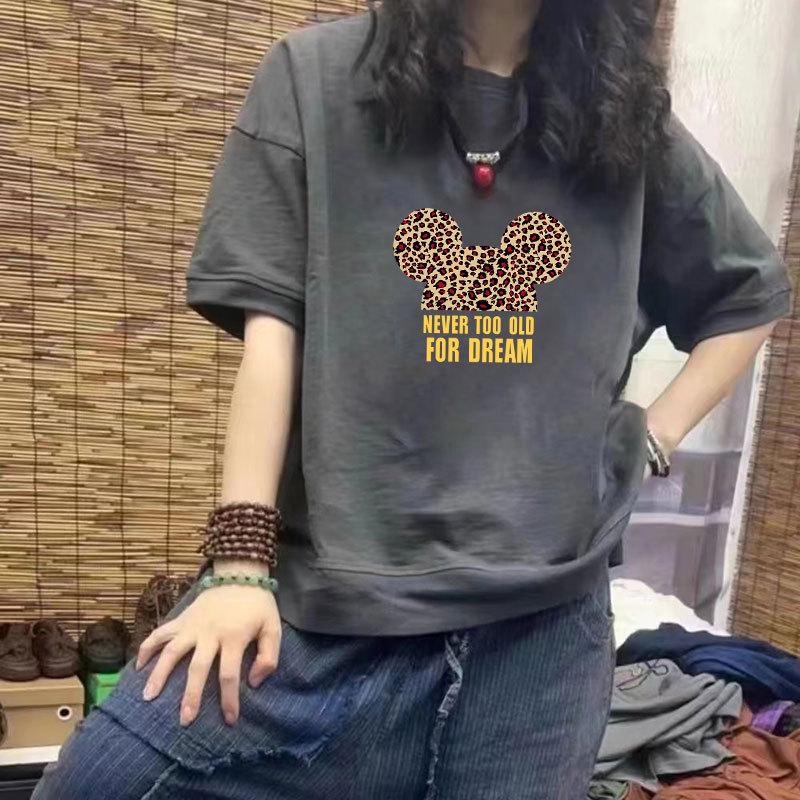 Women's 100% Cotton Casual Short Sleeve Loose T-Shirt with Slimming Design & Trendy Print - Plus Size Available