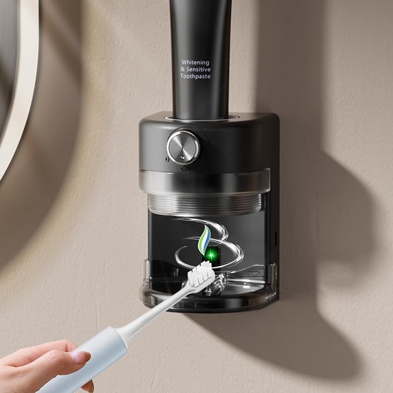 Automatic Toothpaste Dispenser, Electric Toothpaste Dispenser for Bathroom, Toothpaste Squeezer with Adjustable Toothpaste Dispensing Volume, Wall