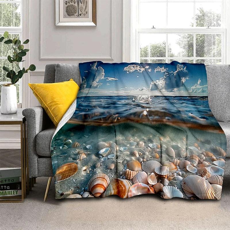 3D Starfish Beach 29 Style Shell Sea Star Sand Cartoon Blanket,Soft Throw Blanket for Home Bedroom Bed Sofa Picnic Office Cover