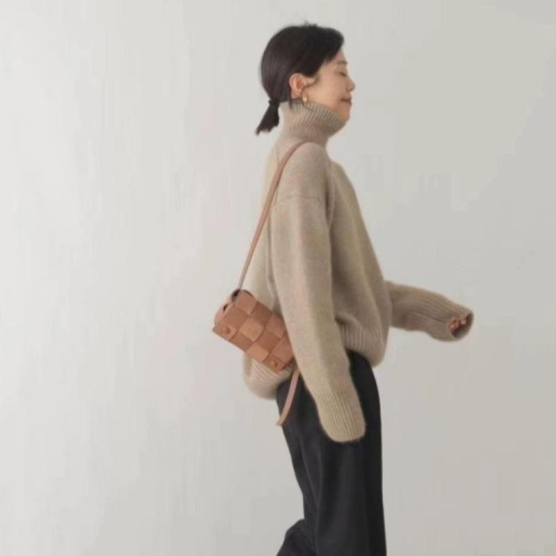 Soft Sticky Pullover Turtleneck Jumper Women Plus Size Autumn and Winter Comfortable Loose Simple Knit Sweater
