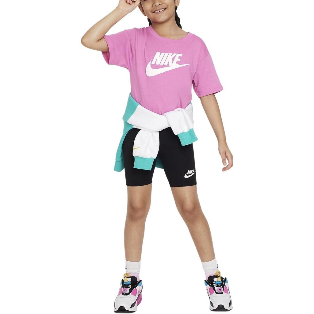 Nike Logo Print Round Neck Casual Short Sleeve T-Shirt Kids tops Pink FV3477-656