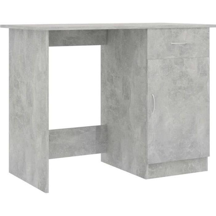 VidaXL Bureau Gris béton 100 x 50 x 76 cm Aggloméré