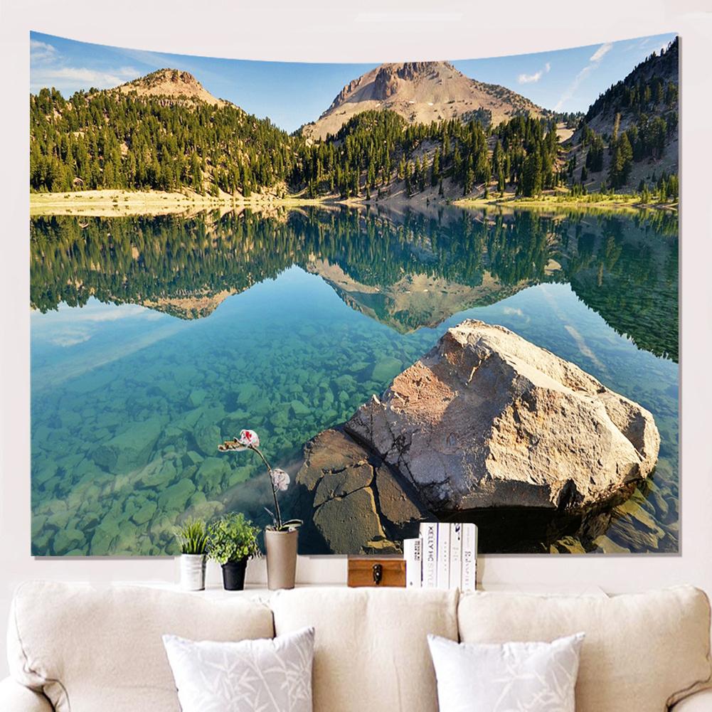 Natural Landscape Series Printed Tapestry Mountain Water Tree Background Painting Wall Decoration Blanket Tablecloths Beach Towels