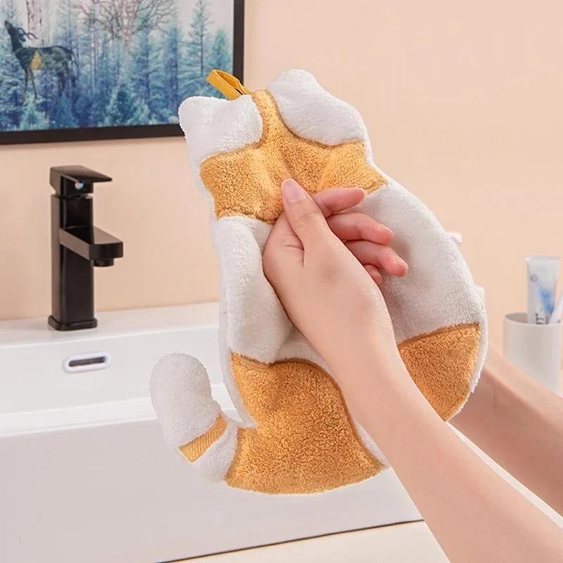 Cute Cat Hand Towel for Child Super Absorbent Microfiber Kitchen Towel High-efficiency Tableware Cleaning Towel Kitchen Tools