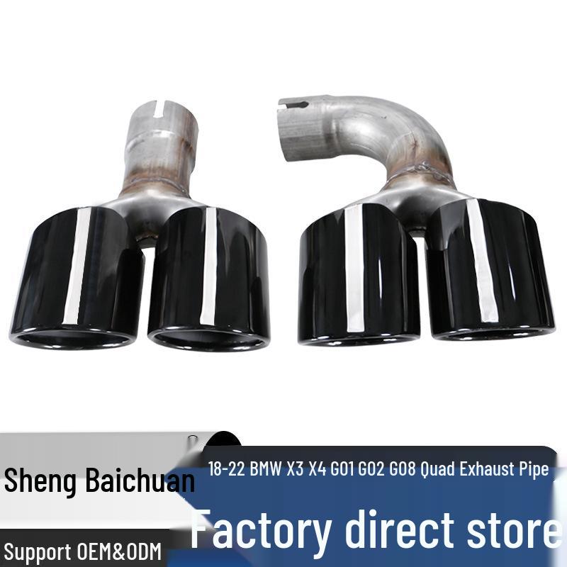

BMW X3/X4 (2018-2022) Quad Exhaust Modification: Black Plated Stainless Steel Tailpipe. Car Exhaust Pipe