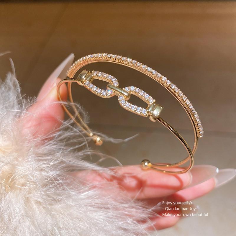 Kupfer Zirkon Doppellagiges Nasenring-Armband Mit Elegantem Design Für Modische Frauen