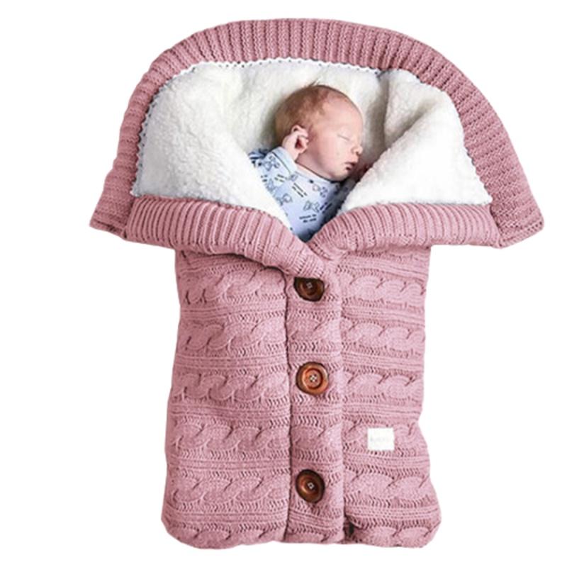 Swaddle Baby Infant Sleeping Bag Stroller Wrap Knitted Blanket Thicken Lamb Wool