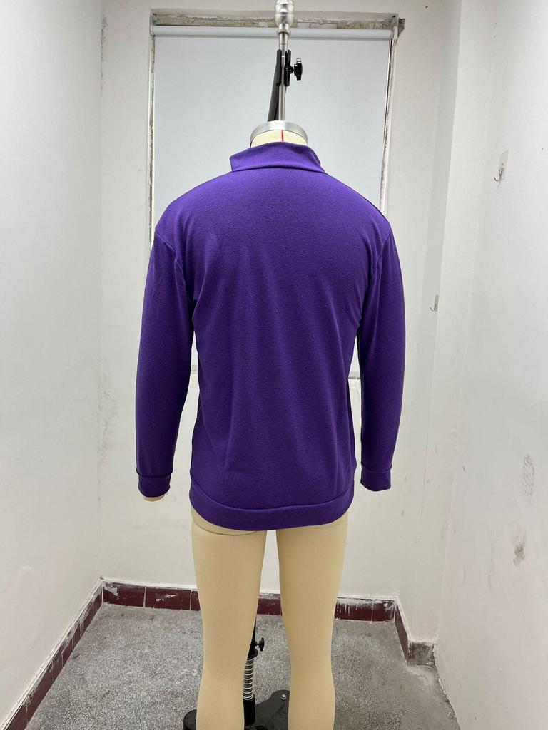 2023 Autumn Men's Long Sleeve V-Neck Wool Plush Polo Shirt