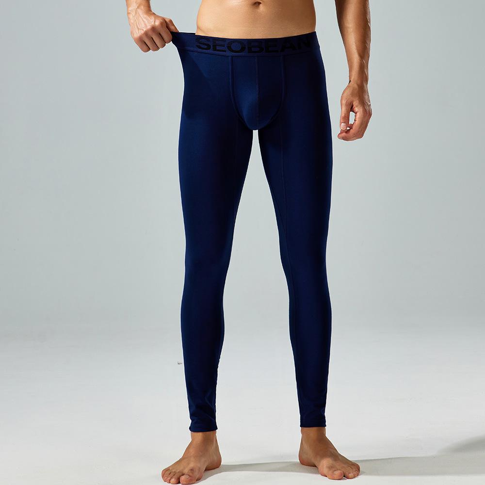 Xibin Seobean Men's Warm Low-Waist Thin Trousers - Comfortable Base Layer for Autumn/Winter