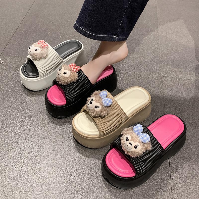 Fashion Cute Cartoon Cat Slippers for Women To Wear Spring New Small Height-increasing Cool Slippers
