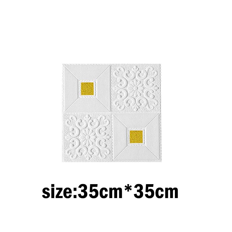 Waterproof and Moisture Proof 35x35cm 3D Tile Brick Wall Sticker Self-Adhesive Foam Board Wallpaper Bedroom Room Home Decoration