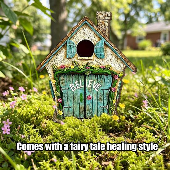 Weather Resistant Patio Accents Mini Fairy Door, Wooden Miniature Garden Welcome Gnome Handcrafted Home Decor House Accessories for Outdoor