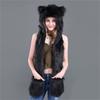 Lamaxpa Fashion Animal Women Scarf, Hat & Glove Sets 1Pcs Faux Fur Winter Warm Shawls And Wraps Hooded Fluffy Plush Dropshipping