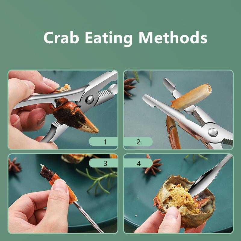 4 Pcs Seafood Tool Set Crab Shrimp Fruit Pliers Fork Spoon Set Nut Walnut Lobster Crab Cracker Tools Kitchen Accessories