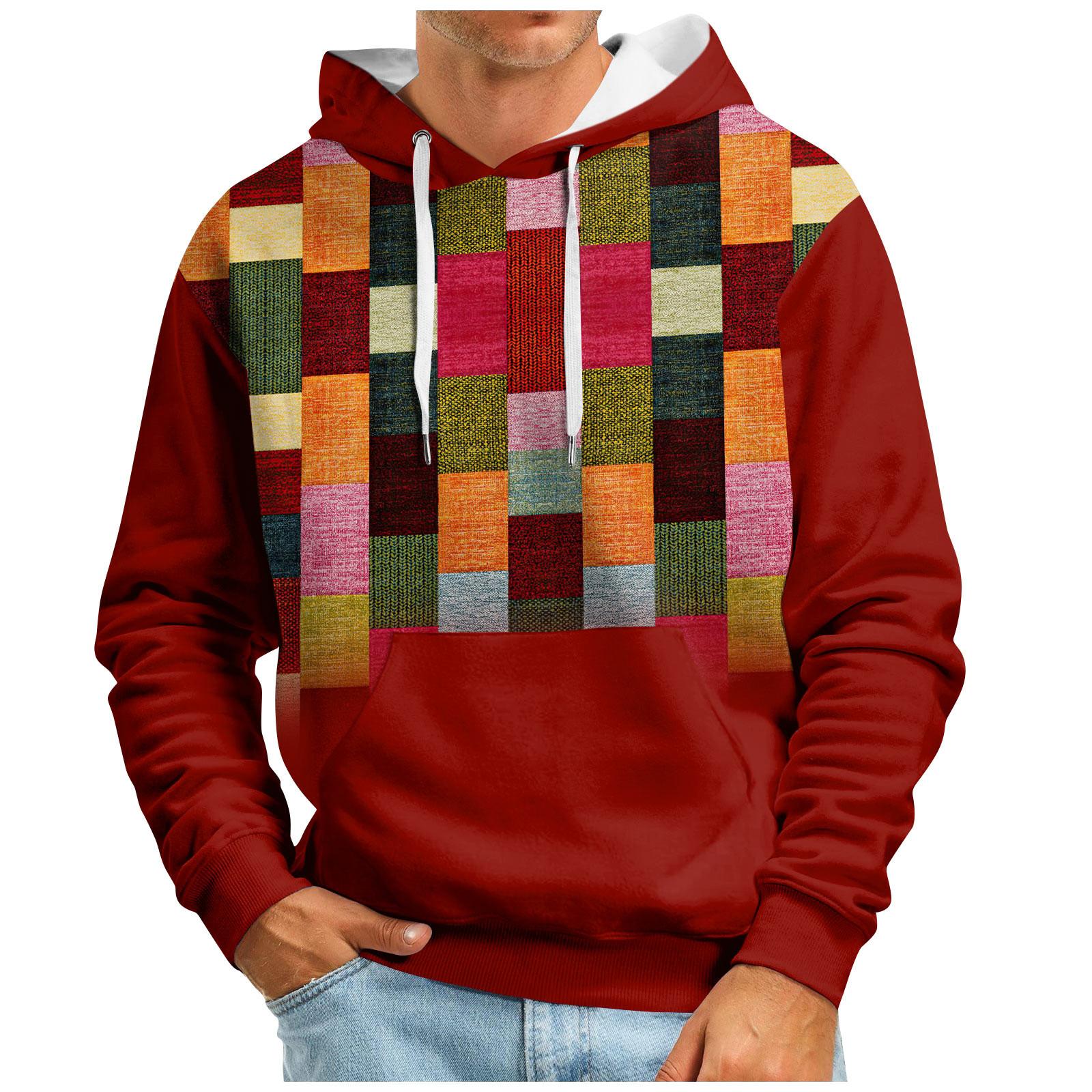 

Модный свободный мужской и женский свитер с капюшоном с длинным рукавом и принтом XXXL киноварь