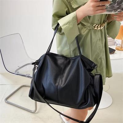 Velké černé tašky přes rameno crossbody pro ženy Hobo Shopper taška Jednobarevná Vysoce kvalitní PU kůže Dámská cestovní taška