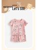 Malwee Girls' Summer Pajama Set: European & American Style, Short Sleeve Top with Elastic Waist Pants
