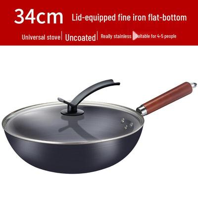 San Jiaolong 34cm Unbeschichteter Raffinierter Eisen Wok