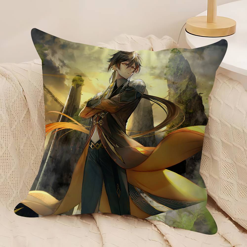 

Genshin Impact Zhongli Pillow Gift Home Office Decoration Pillow Bedroom Sofa Car Cushion CoverPillow Case 12x12Inch