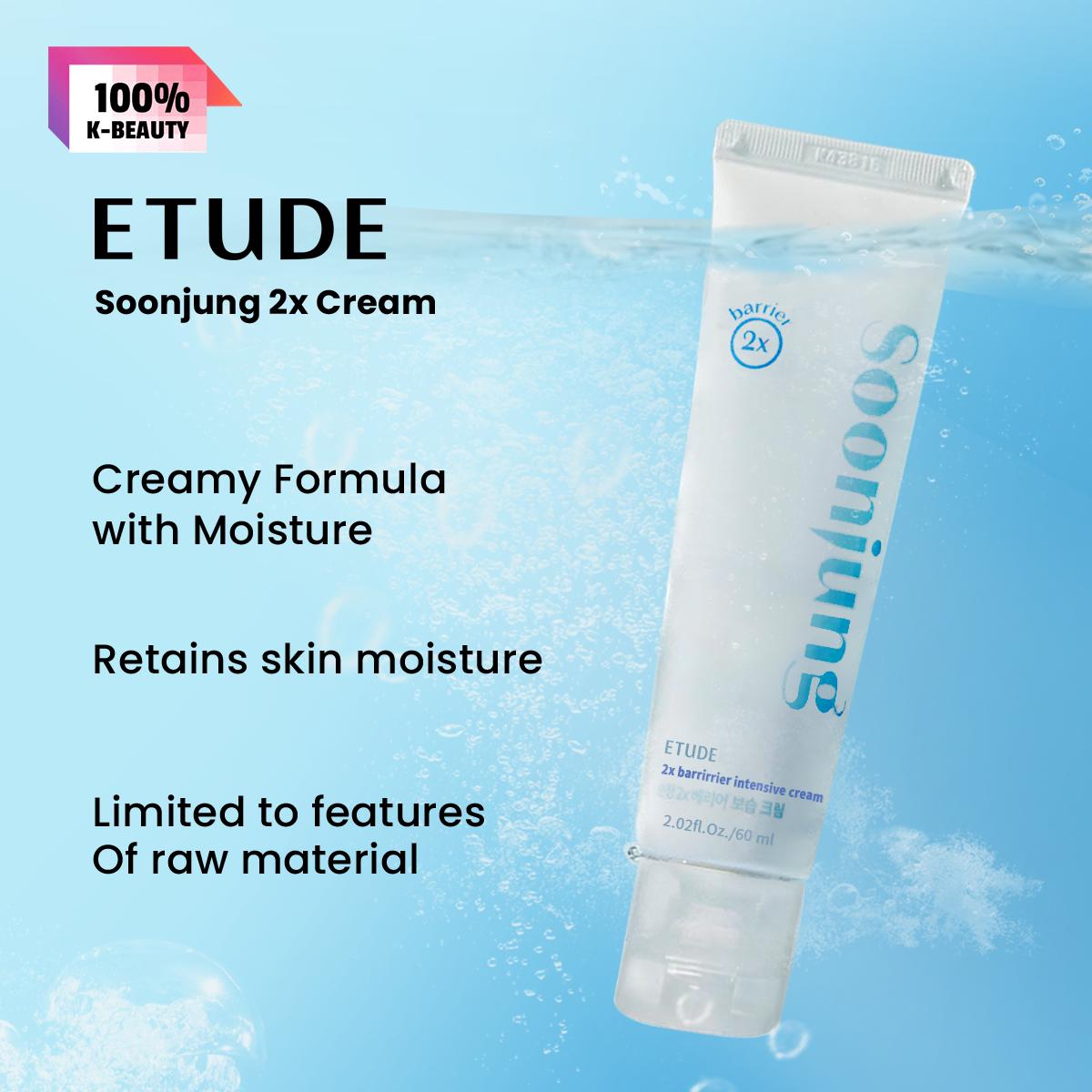 ETUDE Soon J 2x Cream 60ml, Light Absorption, Balance Skin State, Daily Facial Care, Korean Cosmetics, Korean Skincare 60ml/2.02fl.oz.