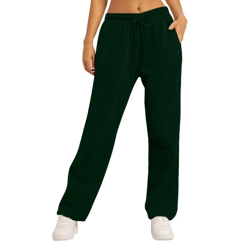 Women's Straight-Leg Fleece-Lined Sweatpants: Autumn/Winter Style, Loose Fit