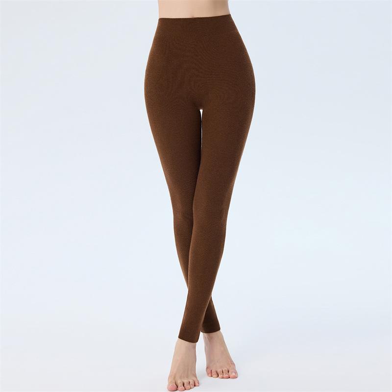 

100% Merino Wool High Waist Knit Pants - Tummy Control & Butt Lifting Base Layer Extra Large