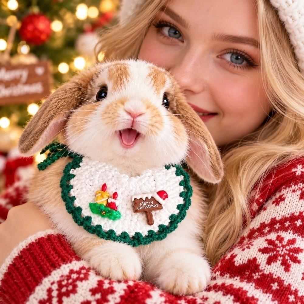 Santa Badge Pet Santa Scarf Crochet Pattern .Knit Kitten Bandana Christmas Cat Bib Cat Lovers