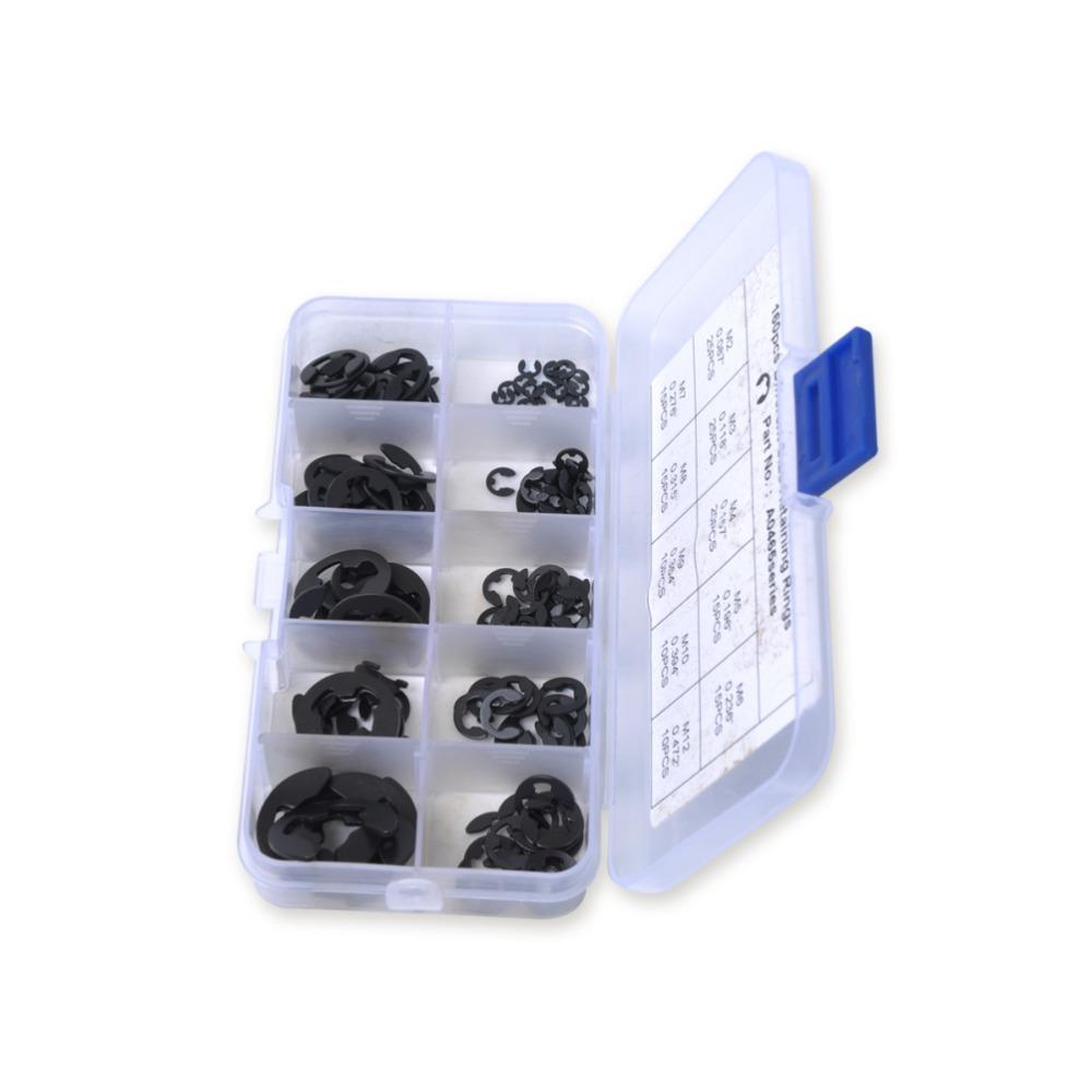 160pcs Assortment Pack E-Clip Assortment Kit Metallic Finish Circlip Snap Ring Set  For Axles Shaft