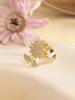 New Light Luxury Adjustable Ring Sunflower Zircon Simple, Fresh, High End Open Ring