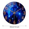 Runde Wanduhr, Marineblau, verträumtes Design, leise Uhr, kein Ticken, Heimdekoration, Wohnzimmer, Schlafzimmer, Esszimmer