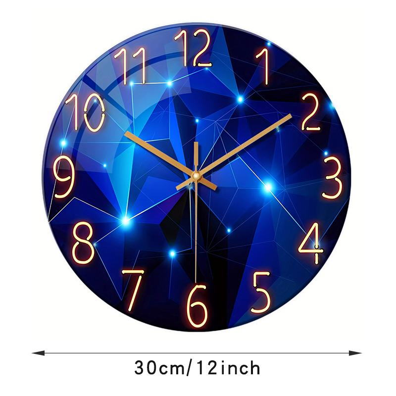 Runde Wanduhr, Marineblau, verträumtes Design, leise Uhr, kein Ticken, Heimdekoration, Wohnzimmer, Schlafzimmer, Esszimmer