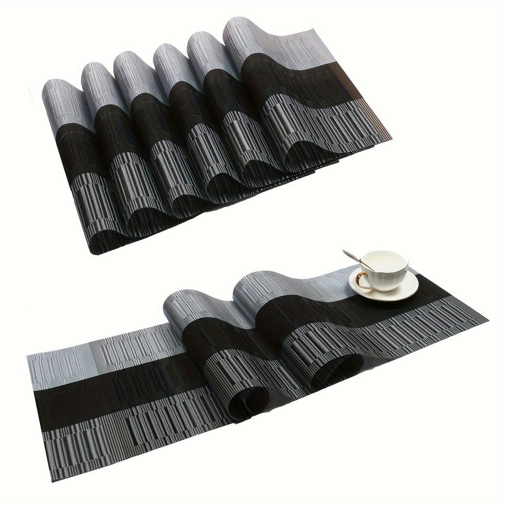 30*180CM Bamboo Weave PVC Table Runner Wipe Clean Woven Vinyl Dining Table Decoration For Home Coffee Indoor Outdoor