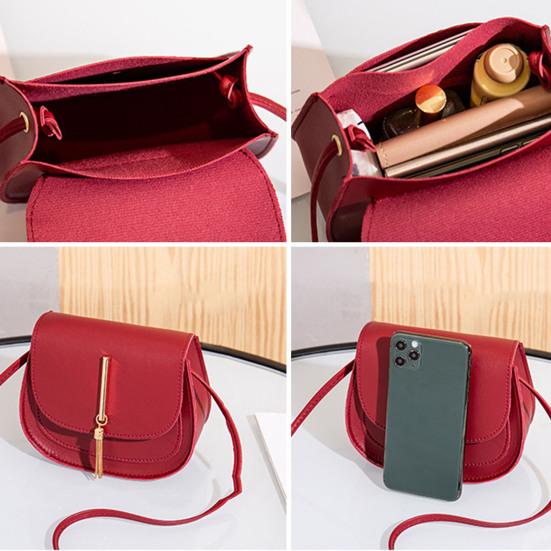 Kvinners Enskulderveske Metallkvaster Fuskepussskinn Smal Rem Ensfarget Bærbar Bursdagsgave Rektangel Damer Crossbody Mobiltelefonveske