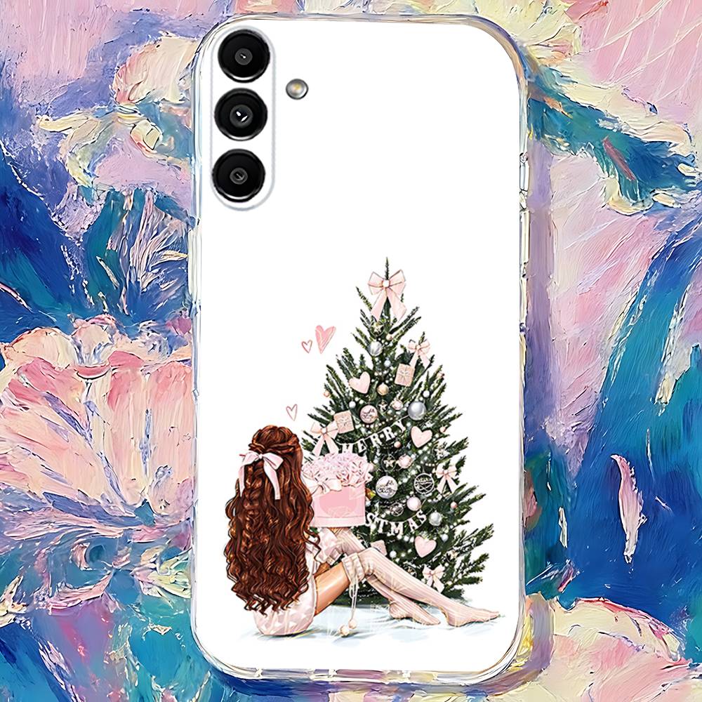 Christmas Tree Girl GiftS Clear Case Suitable for Samsung S30,S25,S24,S23,S21,S22,S20,S10,5G,FE,lite,PIus,Ultra Transparent