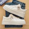 2025 Summer New Student Men's Harajuku-Inspired Chunky Sole Canvas Lace-Up Casual Sneakers Trendy Streetwear Shoes