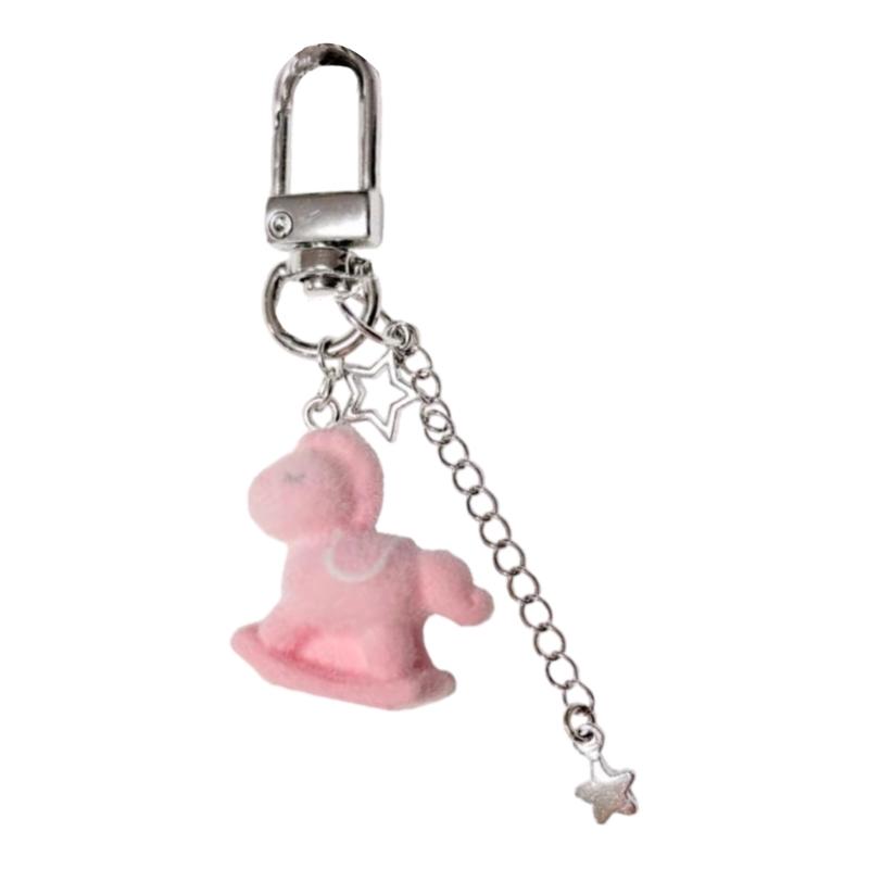 

Adorable Flocking Horse Keychain Featuring Unique Designs for Keys Phones and Bags Craft of Soft Materials Portable Gift 1
