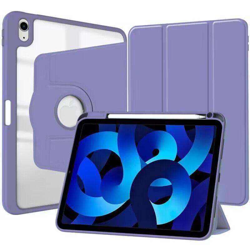 Rotating IPad 10 Case With Pencil Slot Stand Cover 10th Gen Black Pink Gray White Ice Lavender Dark Green
