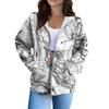 Women's Fashion Casual Halloween Printed Sweatshirt Long Sleeve With Pocket Cardigan Jacket Zipper Hoodie Coat