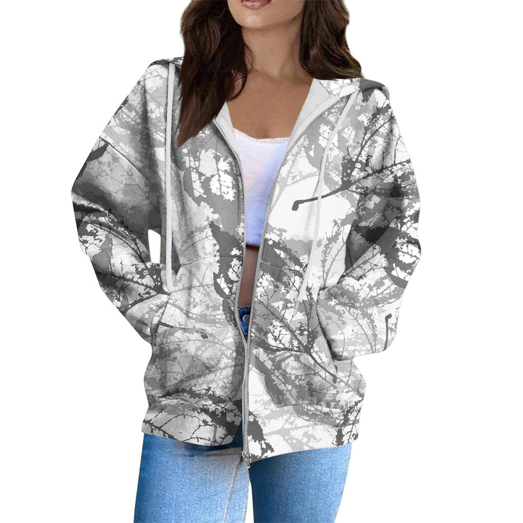 Women's Fashion Casual Halloween Printed Sweatshirt Long Sleeve With Pocket Cardigan Jacket Zipper Hoodie Coat