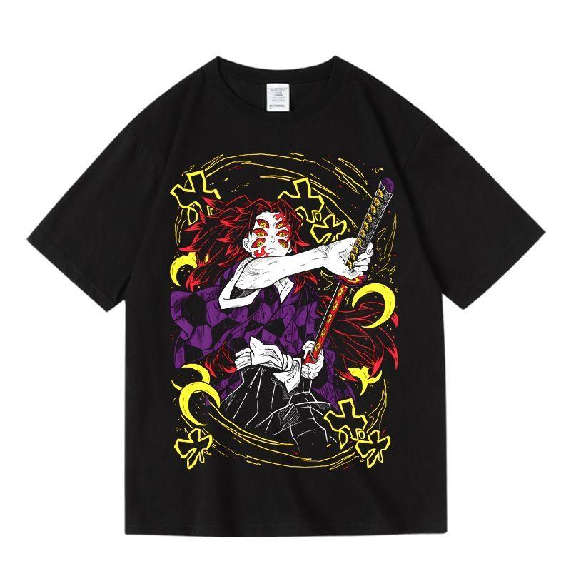 Japanese Anime Ghost Killing Blade Black Death Mou Animation Peripheral Short Sleeve Summer Tshirts for Unisex and Women S