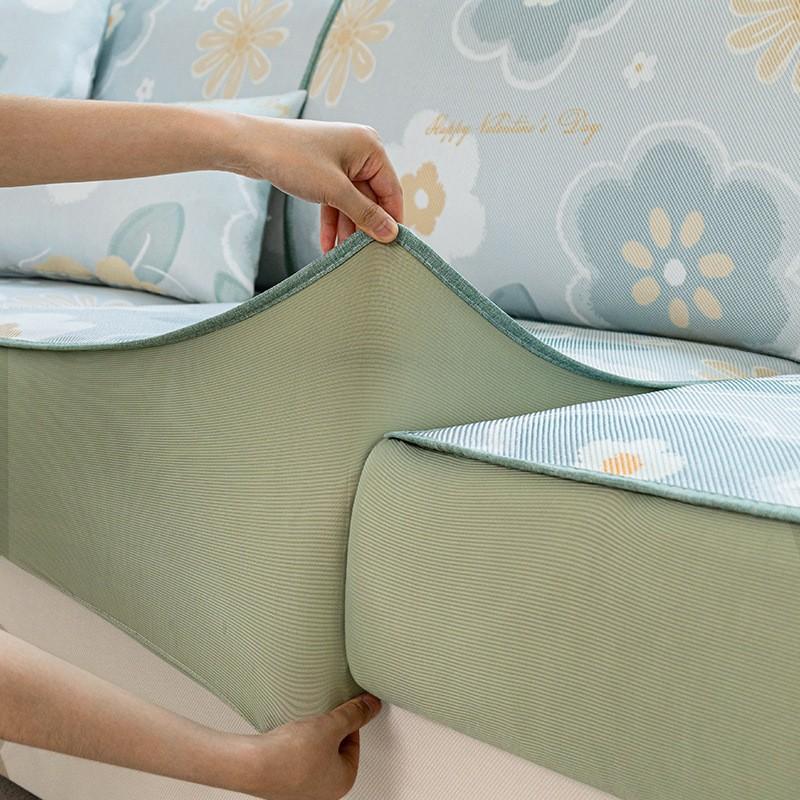 Sofa Cat Ice Mat Anti-Slip Mat Sofa Cushion Hair Cover Full Sofa Slipcover Rattan Leather Sofa Cover Bag Non-Slip Universal